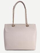 Romwe Beige Quilted Shoulder Bag With Chain Strap