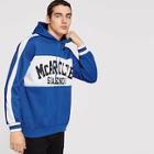 Romwe Men Color Block Letter Print Drawstring Hoodie