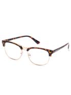 Romwe Leopard Print Open Frame Gold Trim Glasses