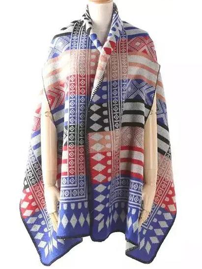 Romwe Geometric Pattern Royal Blue Scarf
