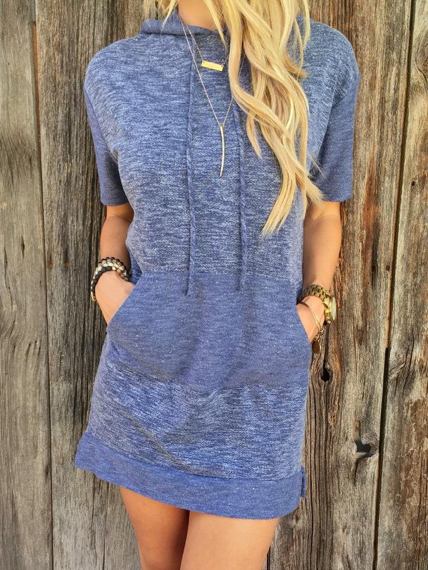Romwe Short Sleeve Pullover Hoodie Dress