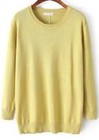 Romwe Solid Casual Yellow Knit Sweater