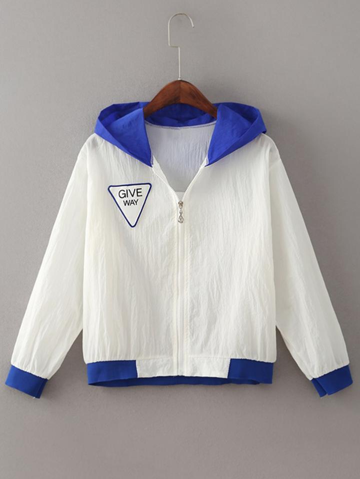 Romwe Contrast Hooded Sport Jacket