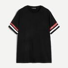 Romwe Guys Striped Cuff T-shirt