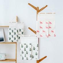 Romwe Flamingo & Cactus Print Hanging Storage Bag 1pc