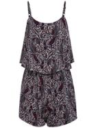 Romwe Spaghetti Strap Paisley Print Red Romper