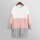 Romwe Drawstring Hem Color Block Sweater Dress