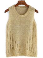 Romwe High Low Eyelet Sweater Vest