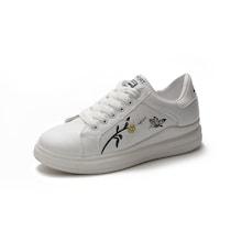 Romwe Floral Embroidered Lace-up Sneakers