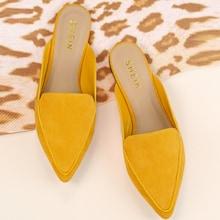 Romwe Faux Suede Pointy Toe Loafer Mules