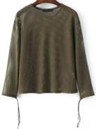 Romwe Tie Cuff Mesh Tunic Top