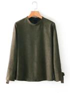 Romwe Eyelet Detail Tied Cuff Blouse