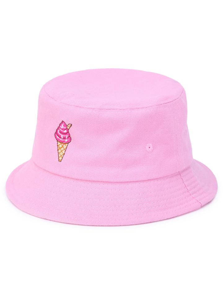 Romwe Ice Cream Embroidery Bucket Hat