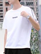 Romwe Men Sample Embroidery Stripe Side Tee