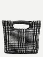Romwe Houndstooth Print Tote Bag
