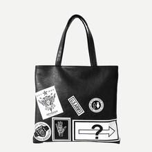 Romwe Finger Print Tote Bag