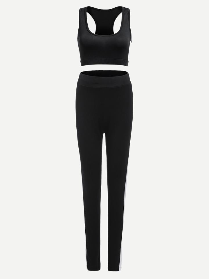 Romwe Scoop Neck Top With Leggings
