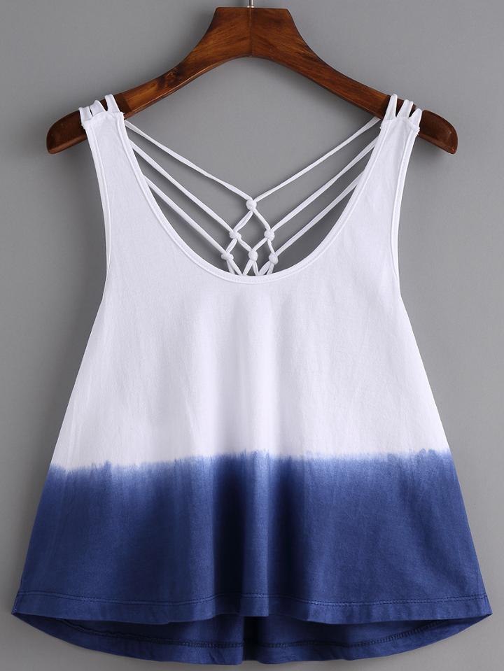 Romwe Scoop Neck Ombre Tank Top