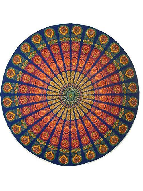Romwe Multicolor Retro Print Circular Chiffon Shawl