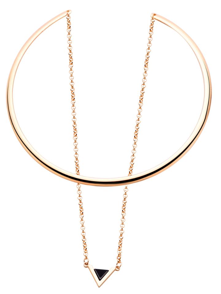Romwe Gold Bar Collar Geometric Pendant Necklace
