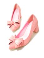 Romwe Pink With Bow Mid Heeled Pumps