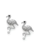 Romwe Rhinestone Decorated Flamingo Shaped Earrings