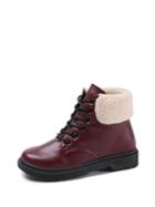Romwe Faux Shearling Lace Up Ankle Boots
