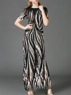 Romwe Black Gauze Sequined Maxi Dress
