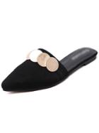 Romwe Black Point Toe Metal Clasp Sandals