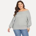 Romwe Plus Off Shoulder Solid Sweater