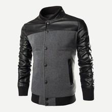 Romwe Guys Contrast Pu Sleeve Jacket