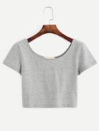 Romwe Heather Grey Crop T-shirt