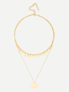 Romwe Round Pendant Link Necklace With Charm