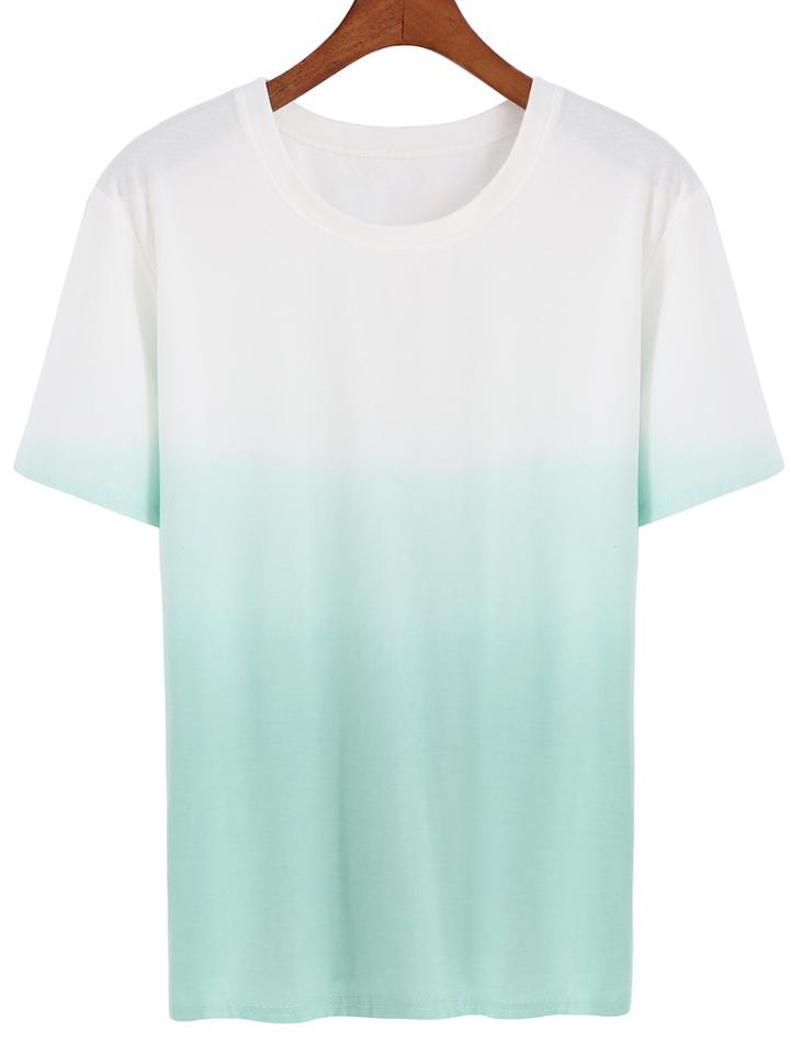 Romwe Short Sleeve Ombre T-shirt