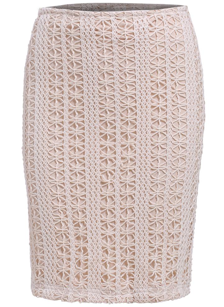 Romwe Crochet Detail Bodycon Skirt