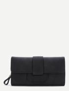 Romwe Black Zipper Delicate Pu Clutch Bag