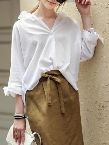 Romwe V Neck Bat Sleeve Blouse