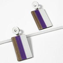 Romwe Color Block Rectangle Drop Earrings 1pair