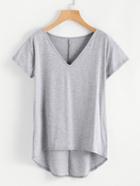 Romwe Heather Knit Dip Hem Tee