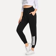 Romwe Elastic Waist Contrast Trim Pants