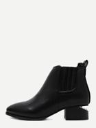 Romwe Black Faux Leather Point Toe Elastic Ankle Boots