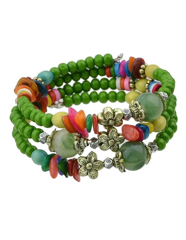 Romwe Green Lucky Bead Bracelet
