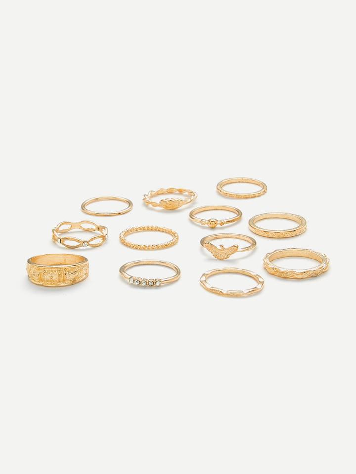 Romwe Multi Shaped Ring Set 12pcs