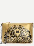 Romwe Gold Tribal Print Chain Bag