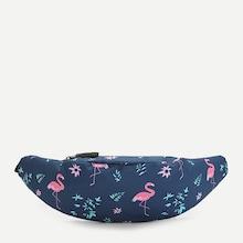 Romwe Flamingo Print Canvas Bum Bag