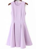 Romwe Purple Sleeveless Slim Ruffle Dress