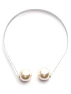 Romwe Silver Plated Faux Pearl Statement Choker Necklace