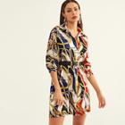 Romwe Chain Print Shirt Dress