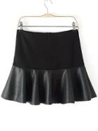 Romwe Pu Insert Ruffle Skirt