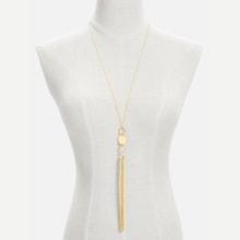 Romwe Chain Tassel Pendant Necklace